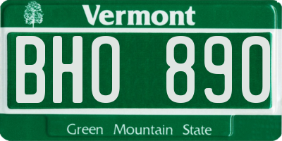 VT license plate BHO890