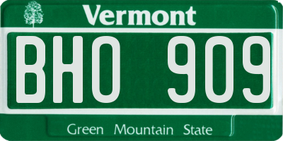 VT license plate BHO909