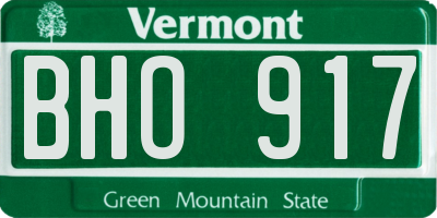 VT license plate BHO917
