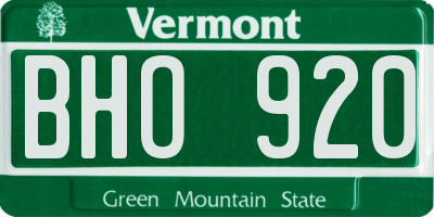 VT license plate BHO920