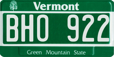 VT license plate BHO922