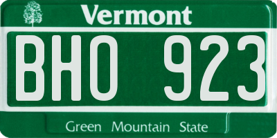 VT license plate BHO923