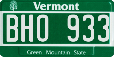 VT license plate BHO933