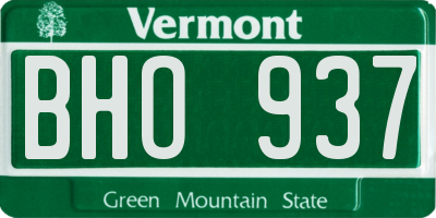 VT license plate BHO937