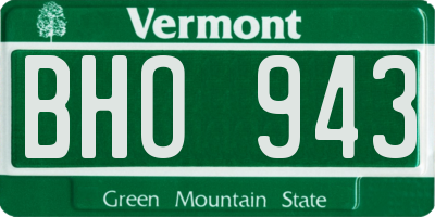 VT license plate BHO943