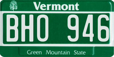 VT license plate BHO946