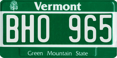 VT license plate BHO965