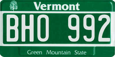 VT license plate BHO992