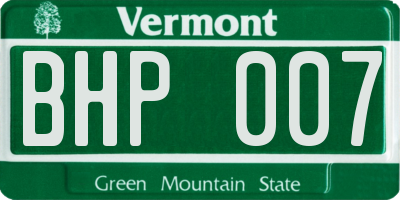 VT license plate BHP007