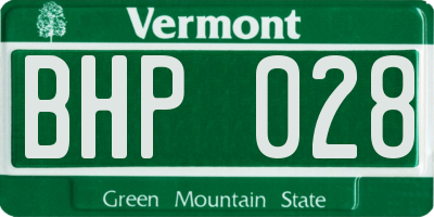 VT license plate BHP028