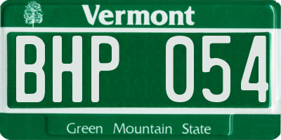 VT license plate BHP054
