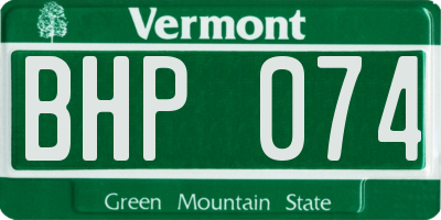VT license plate BHP074