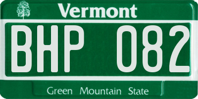 VT license plate BHP082