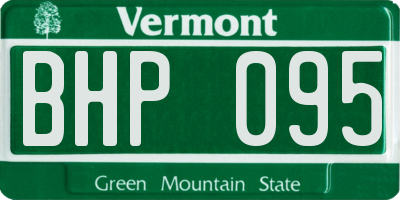 VT license plate BHP095