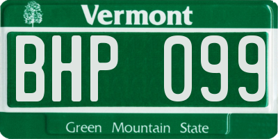 VT license plate BHP099