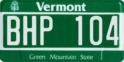 VT license plate BHP104