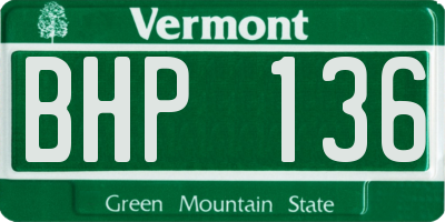 VT license plate BHP136