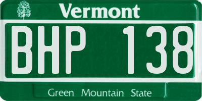 VT license plate BHP138