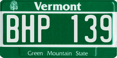 VT license plate BHP139