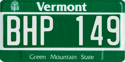VT license plate BHP149
