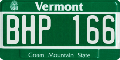 VT license plate BHP166