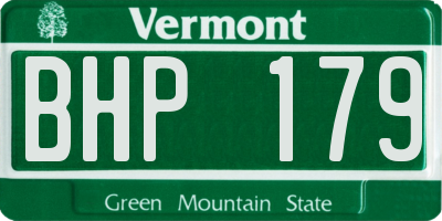 VT license plate BHP179