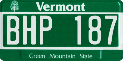VT license plate BHP187