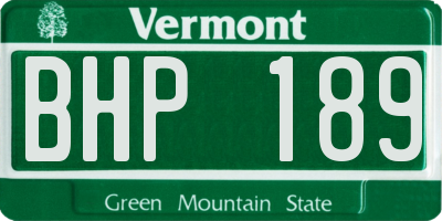 VT license plate BHP189