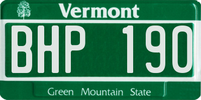 VT license plate BHP190