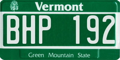 VT license plate BHP192