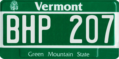 VT license plate BHP207