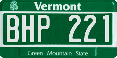 VT license plate BHP221