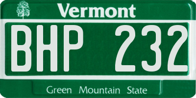 VT license plate BHP232