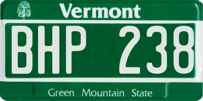 VT license plate BHP238