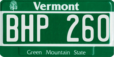 VT license plate BHP260