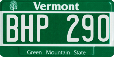 VT license plate BHP290