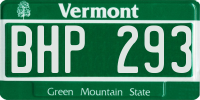 VT license plate BHP293