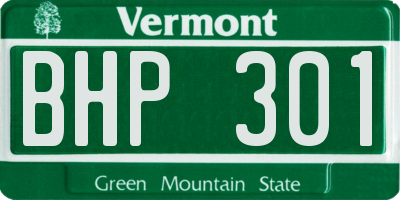 VT license plate BHP301