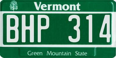 VT license plate BHP314