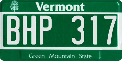 VT license plate BHP317