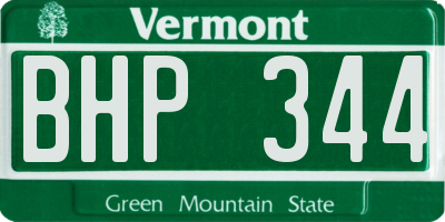 VT license plate BHP344