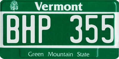 VT license plate BHP355