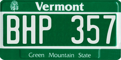 VT license plate BHP357