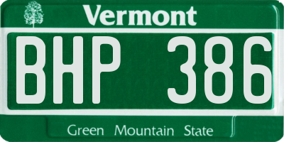 VT license plate BHP386