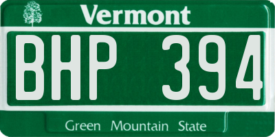 VT license plate BHP394