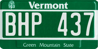 VT license plate BHP437