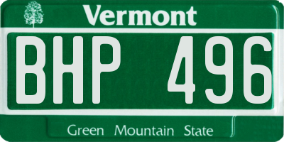 VT license plate BHP496