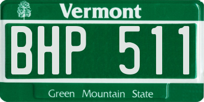 VT license plate BHP511