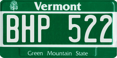 VT license plate BHP522