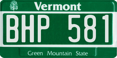 VT license plate BHP581